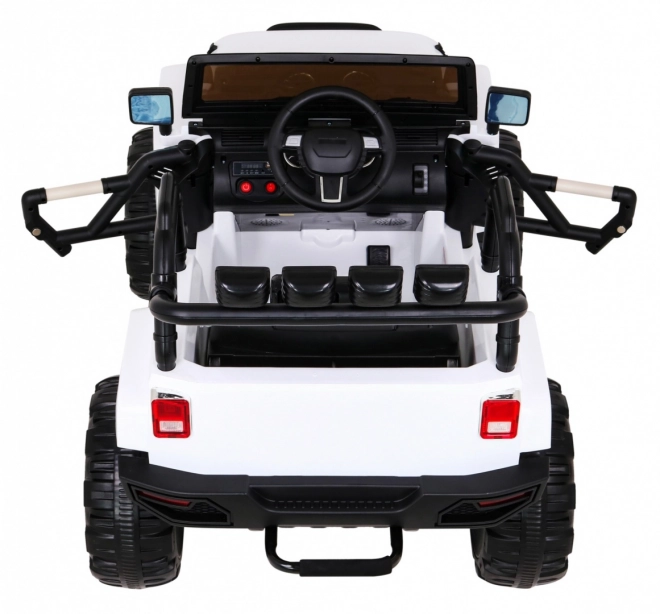 Weißer Kinder-Geländewagen auf Batterien + Fernsteuerung + Lichter und Geräusche