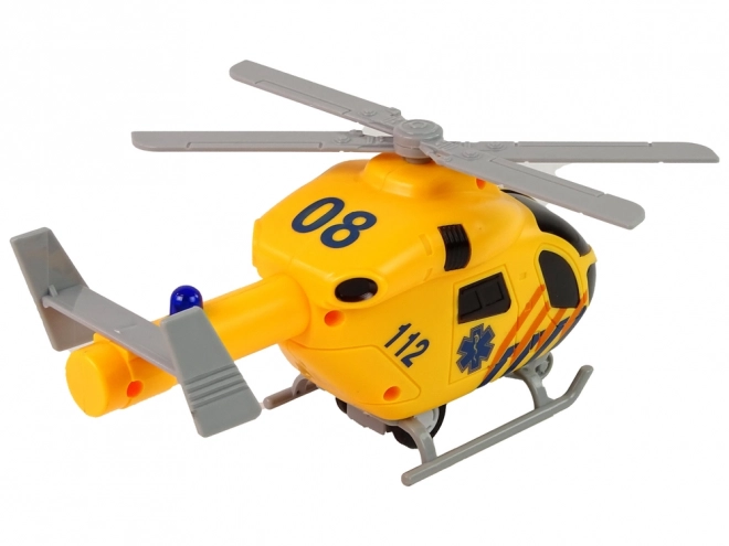Rettungshelikopter Ambulanz Gelb mit Geräuschen und Lichtern