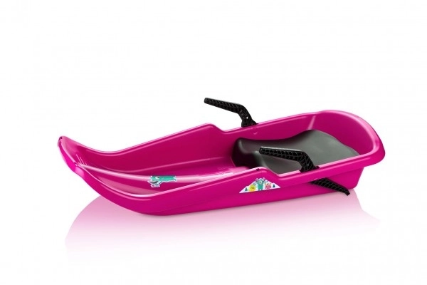 Boby Cyclone Kinder Schlitten mit Sitz und Bremsen Azurblau – Rosa