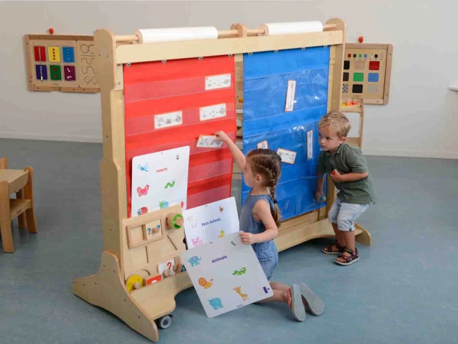 Masterkidz Stoffbogen zum Aufhängen mit Taschen für Bücher und Bilder Blau