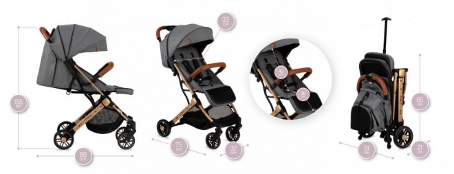 Sportkinderwagen MoMi Estelle Grau mit Goldrahmen