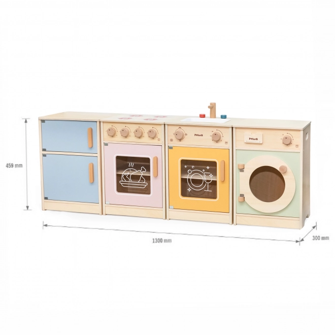 Viga PolarB Holzspielküche XL mit Waschmaschine, Herd und Spülmaschine