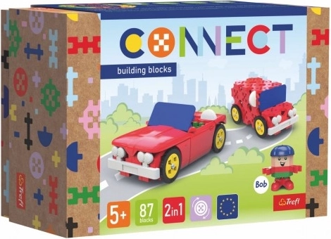 Bausatz Connect 2-in-1 Cabrio/Transporter aus Kunststoff, 87 Teile, in Schachtel 19×13,5×9 cm