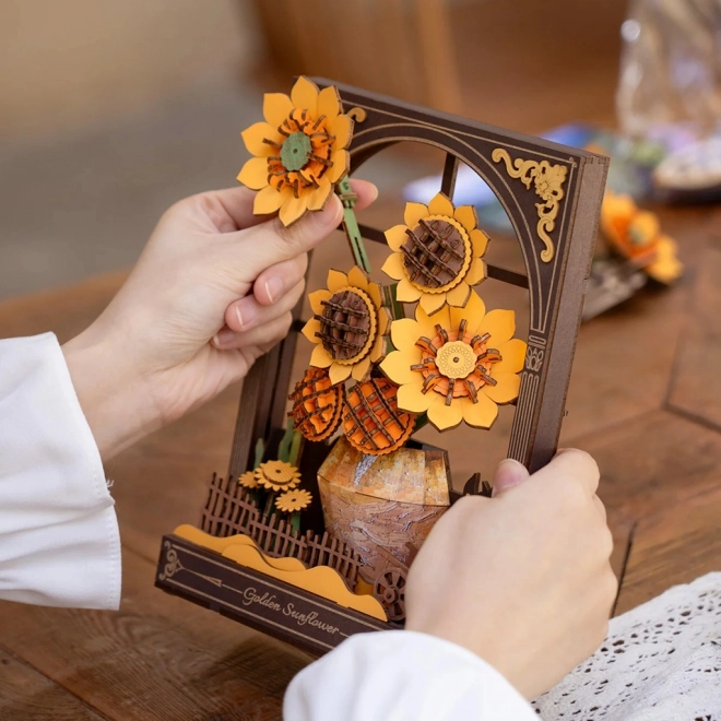 RoboTime 3D Holzpuzzle Goldene Sonnenblume