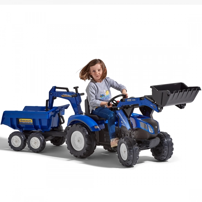 New Holland Traktor mit Anhänger, blau für Kinder ab 3 Jahren
