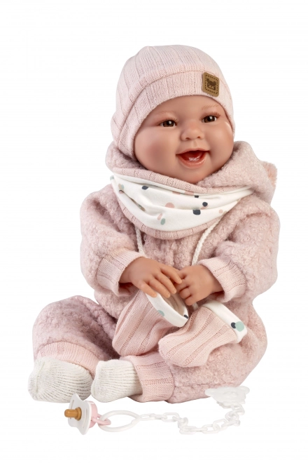 Realistische Babypuppe mit Geräuschen und weichem Stoffkörper - 44 cm