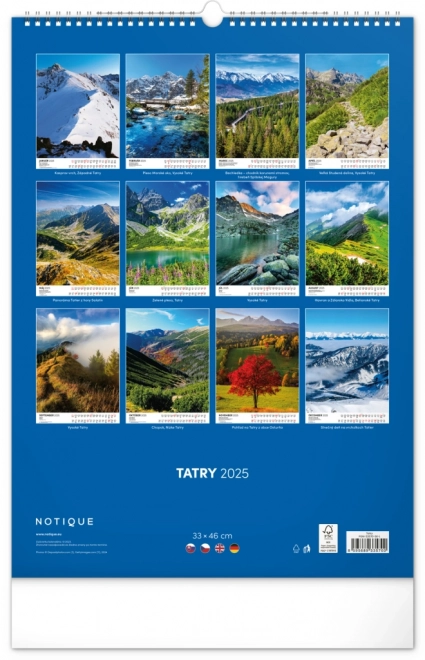 Notique Wandkalender Tatry 2025