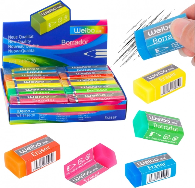 Bunter Schul- und Büro-Radiergummi WEIBO 6 cm