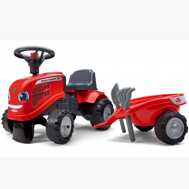 Rutschtraktor Massey Ferguson rot mit Lenkrad und Anhänger
