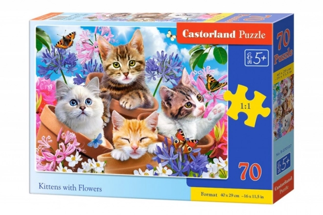 Puzzle Kätzchen mit Blumen