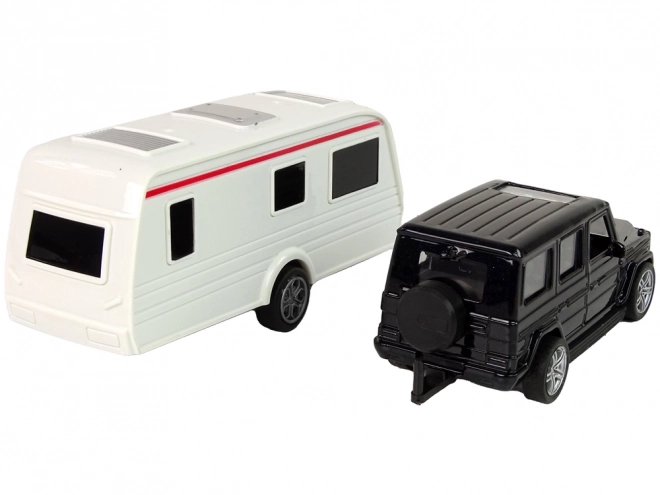 Jeep-Spielset mit Campinganhänger und Metallelementen