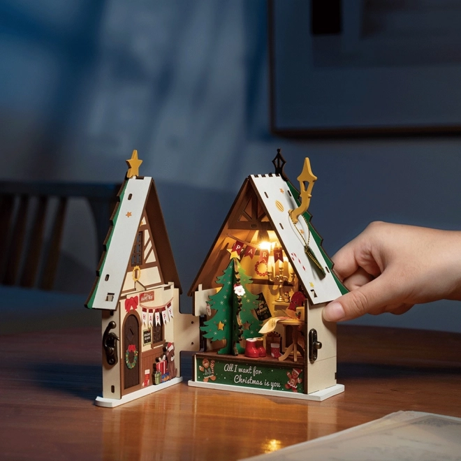 Leuchtendes Weihnachts-Holzhaus Miniatur