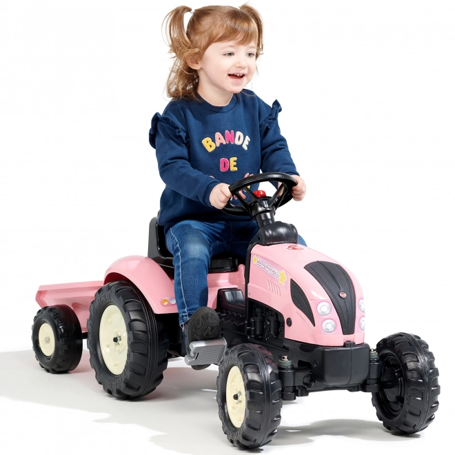 Trettraktor County Star mit Anhänger in Rosa