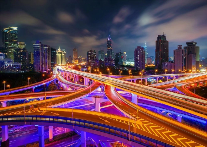 Puzzle Shanghaier Zentrum bei Nacht 1000 Teile ENJOY