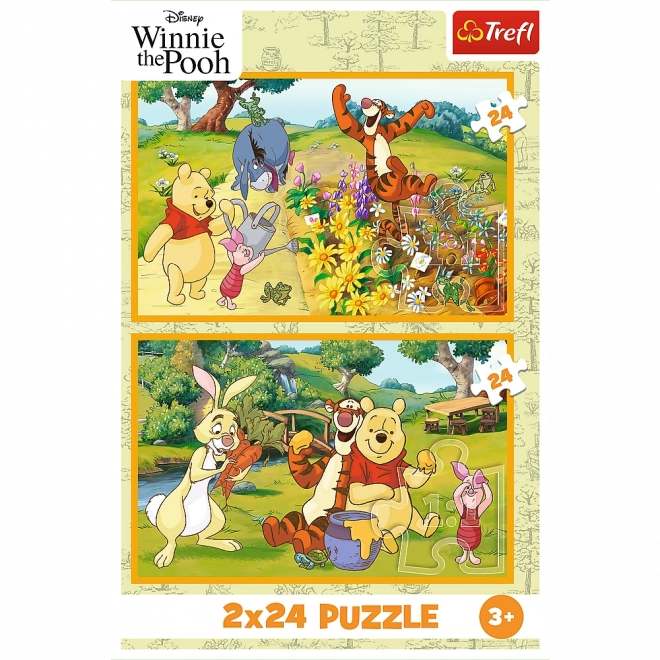 Puzzle 2x24 'Ein Tag im Garten' Disney Winnie Puuh