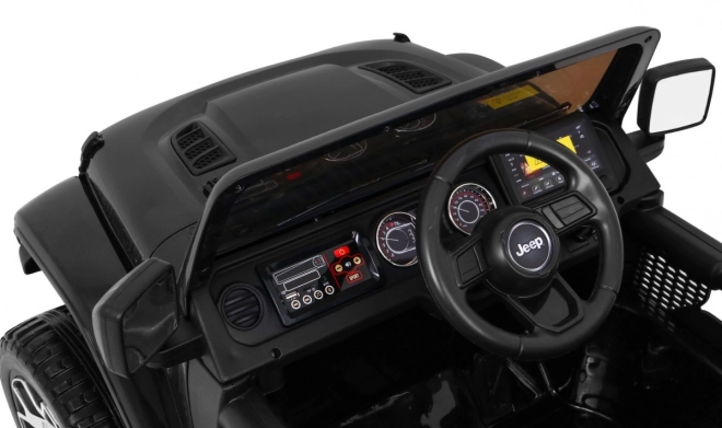 Jeep Wrangler Rubicon Batterie für Kinder schwarz + Fernbedienung + MP3 LED Radio + EVA Räder