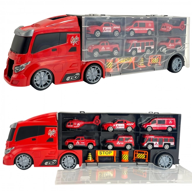 Woopie Feuerwehrauto Transporter 3-in-1 Set Rot