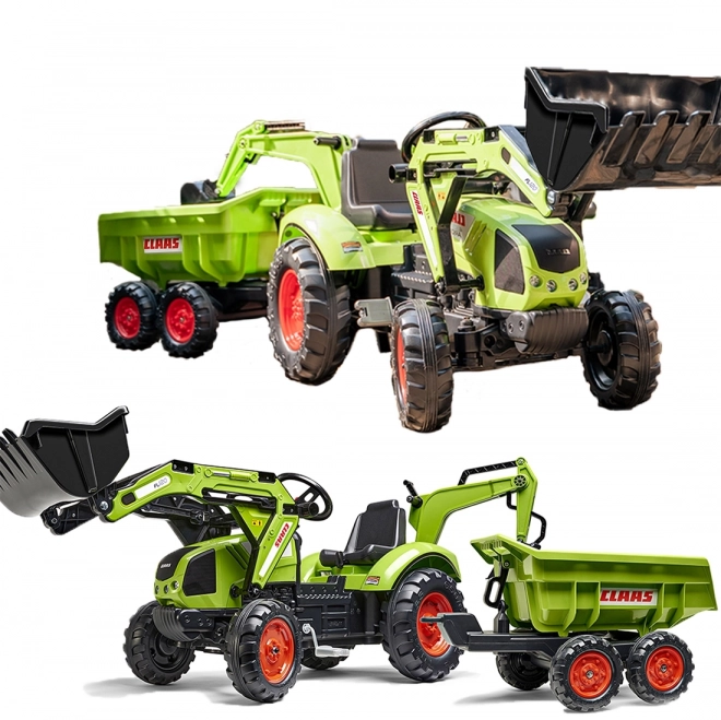 Pedaltraktor Claas Atiom 430 grün mit Vorder- und Rückschaufel