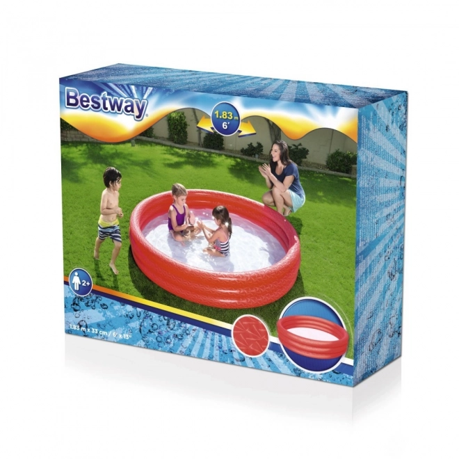 Bestway Roter Aufblasbarer Kinderpool 183x33cm mit Reparaturflicken