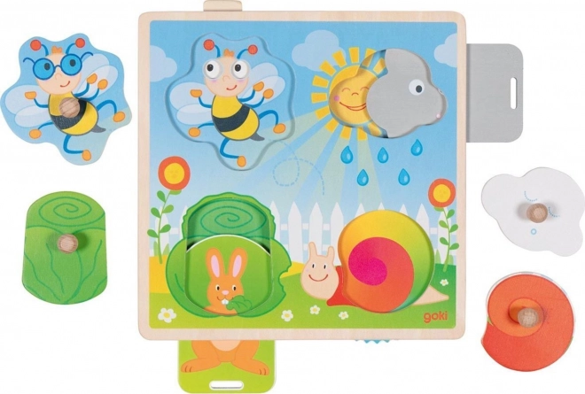 Bewegliches Holzpuzzle Garten