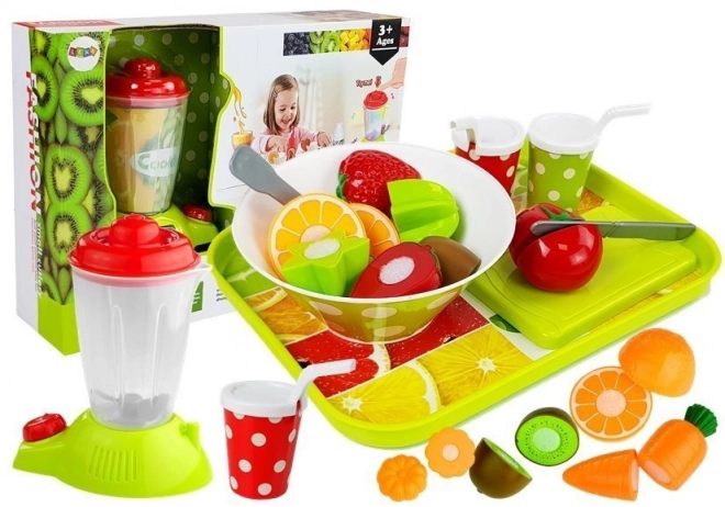 Spielset Gemüses und Obst mit Mixer und Tablett