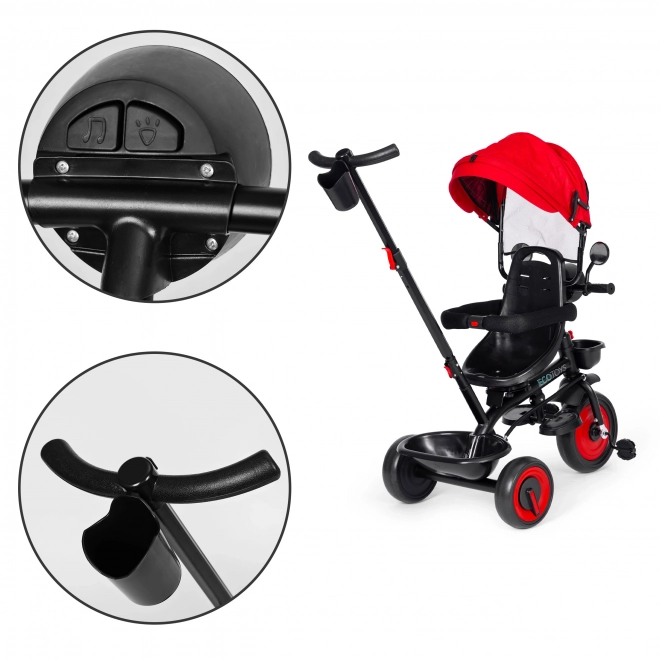 3-in-1 Kinder-Dreirad mit Schwenksitz und Baldachin von Ecotoys, Rot