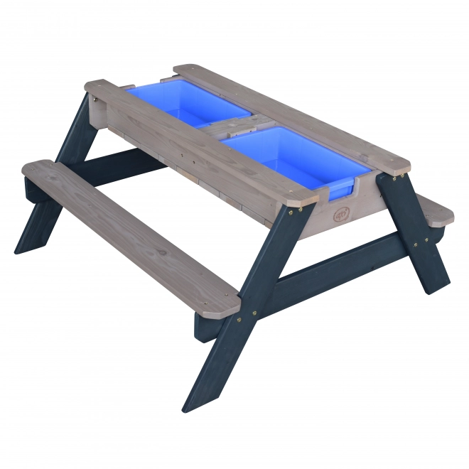 Axi Picknicktisch Nick mit Sand-/Wasserbehältern und Sonnenschirm