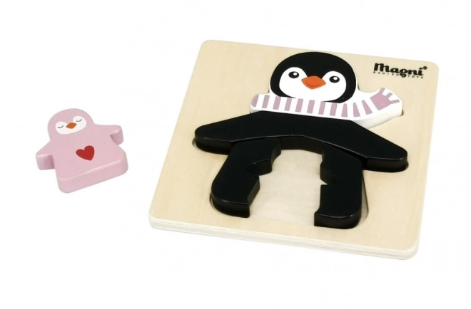 Holzpuzzle Pinguin mit Kindern