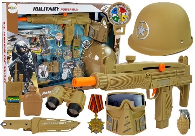 Militärisches Spielzeugset mit Helm und Maske