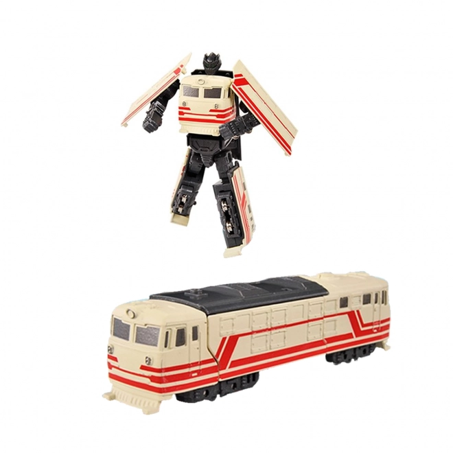 Transformierbarer Metallroboter Lokomotive Beige