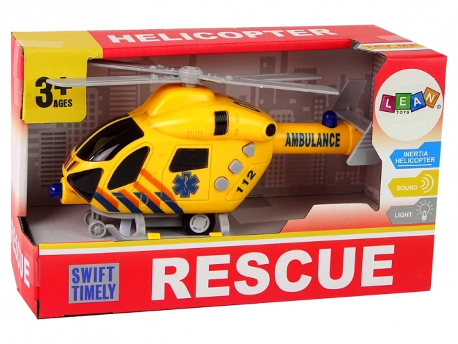 Rettungshelikopter Ambulanz Gelb mit Geräuschen und Lichtern