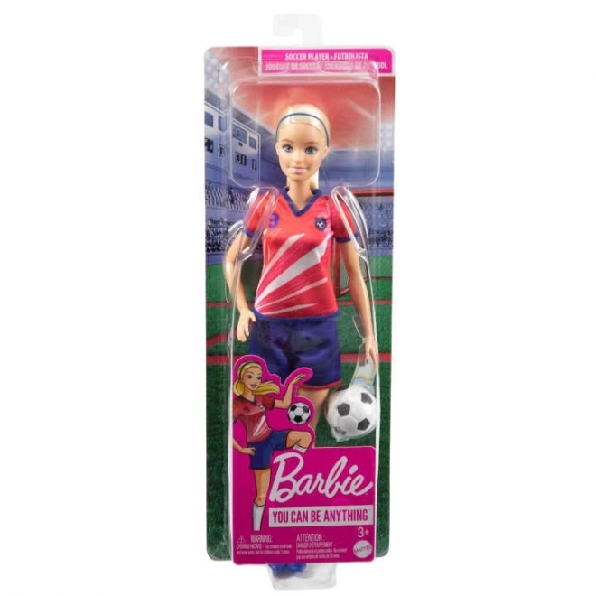 Barbie Fußballspielerin in rotem Trikot