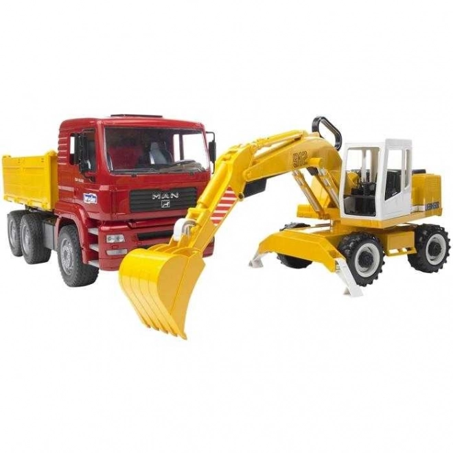 Bruder MAN LKW und Liebherr Bagger