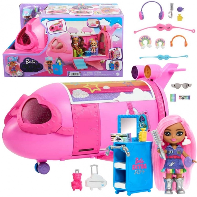 Rosa Regenbogenflugzeug Barbie Extra Fly Minis Puppe Pilotin