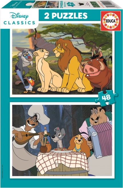 Educa Puzzle Disney Tiere 2x48 Teile