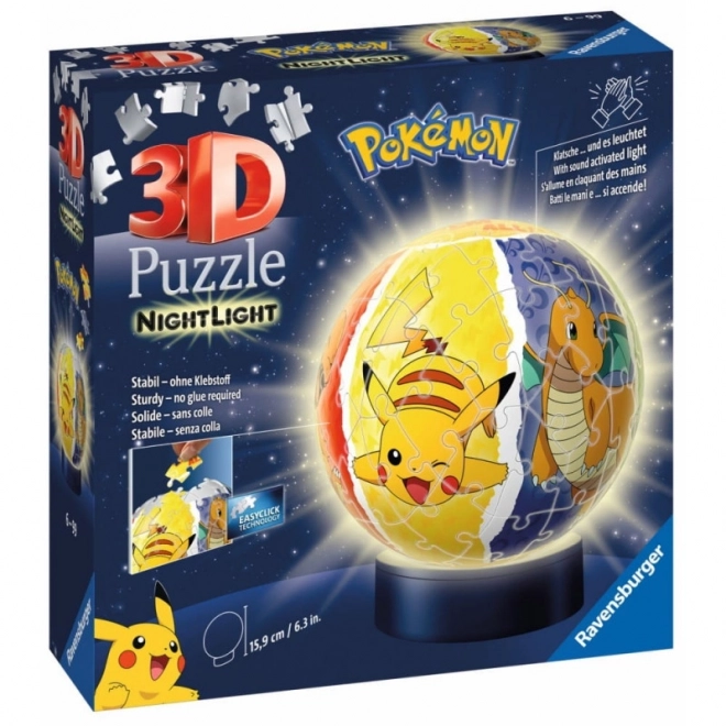 3D-Leuchtkugel Puzzle 72 Teile Pokemon