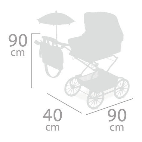 Faltbarer Puppenwagen Reborn mit Sonnenschirm und Zubehör Provenza 2022 - 90 cm