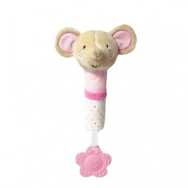 Maus Spielzeug mit Ton 17 cm Beige