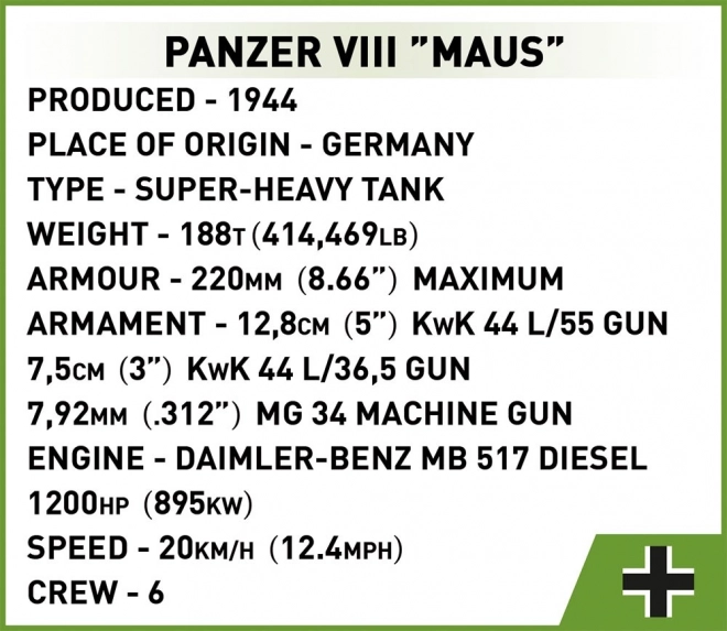 Cobi Panzer VIII Maus Modellbausatz