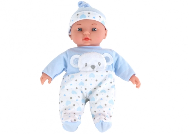 Puppe Baby Blaue Schlafanzug mit Bär und Geräuschen