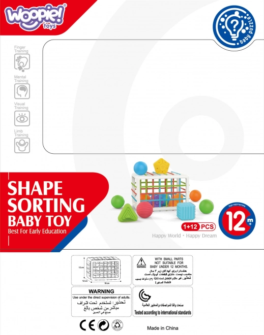 Bunte flexible WOOPIE Baby Sensorik-Würfel mit Formen-Sortierer