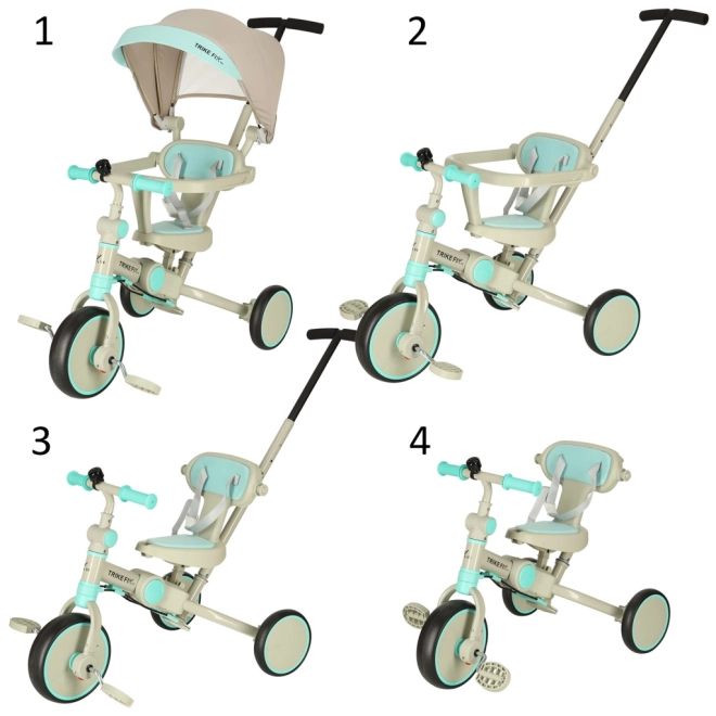 Multifunktionales Dreirad Trike Fix V4 Gelb-Schwarz mit Dach