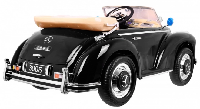 Mercedes Benz 300S Retro für Kinder Lack Schwarz + Fernbedienung + EVA + langsamer Start + LED MP3