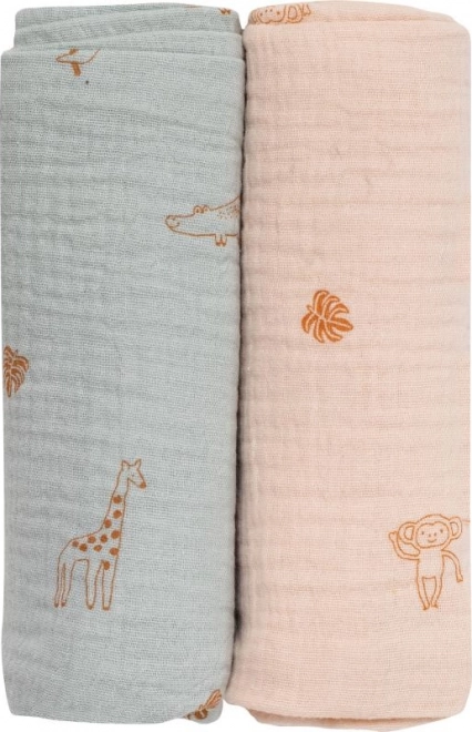 Bio Musselin Windeln Grün und Beige - 2er Set