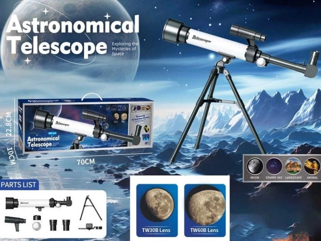 Astronomisches Teleskop mit Kompass