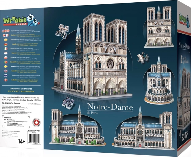WREBBIT 3D Puzzle Notre-Dame-Kathedrale, 830 Teile