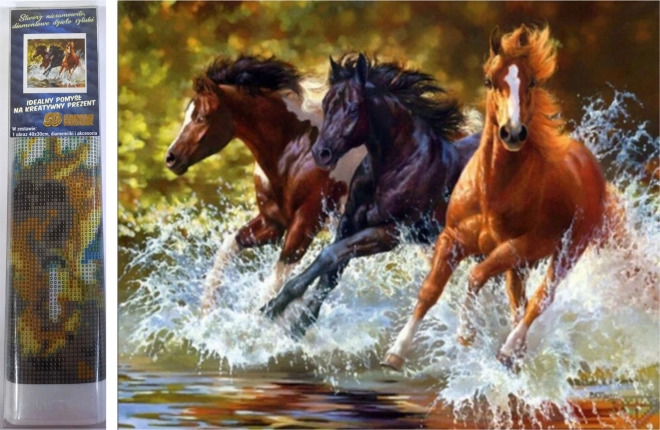 Diamantmalerei – Pferde im Fluss 30 × 40 cm
