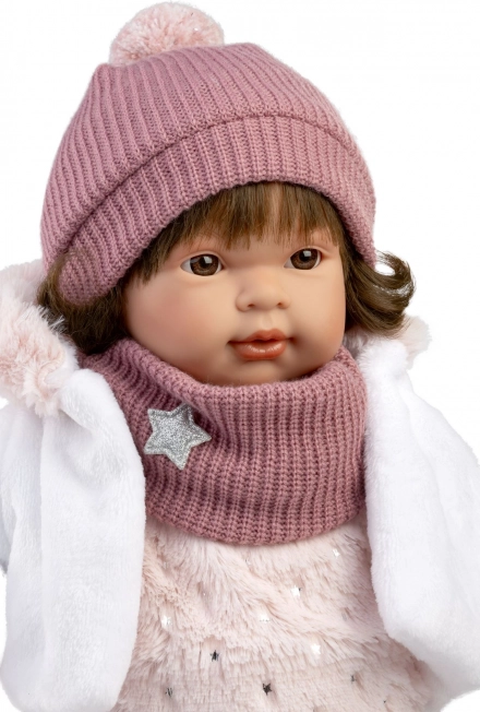 Realistische Puppe Carla mit Geräuschen und weichem Stoffkörper 42 cm