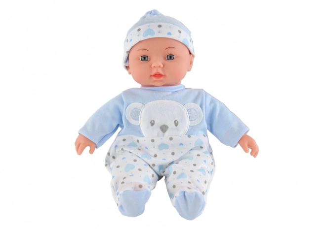 Puppe Baby Blaue Schlafanzug mit Bär und Geräuschen