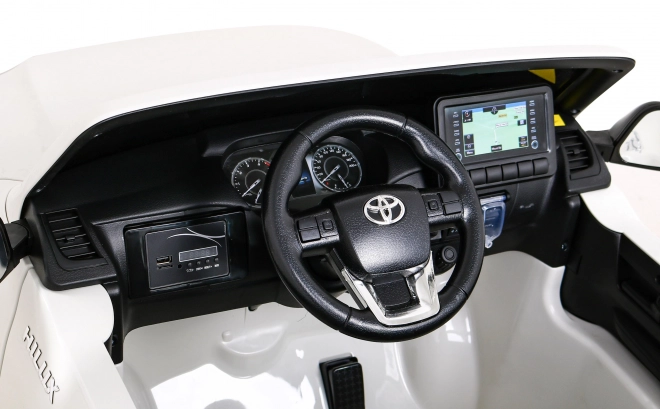 Toyota Hilux Batterie für Kinder Weiß + Antrieb 4x4 + Fernbedienung + 2 Gepäckträger + Radio MP3 + LED-Leuchte
